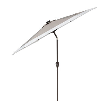 Spencer 9 ft. Classic Coastal 2-Tone Solar LED Market Patio Umbrella - JONATHAN Y